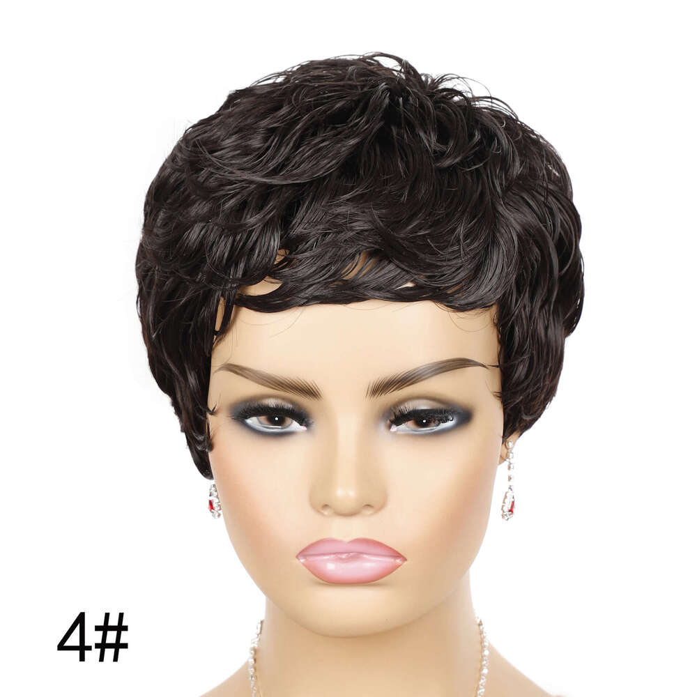 Lace Front Wig Cover T Shape Short Wig Dyed Curly Hair With Colorful Bangs Women S Short Headband