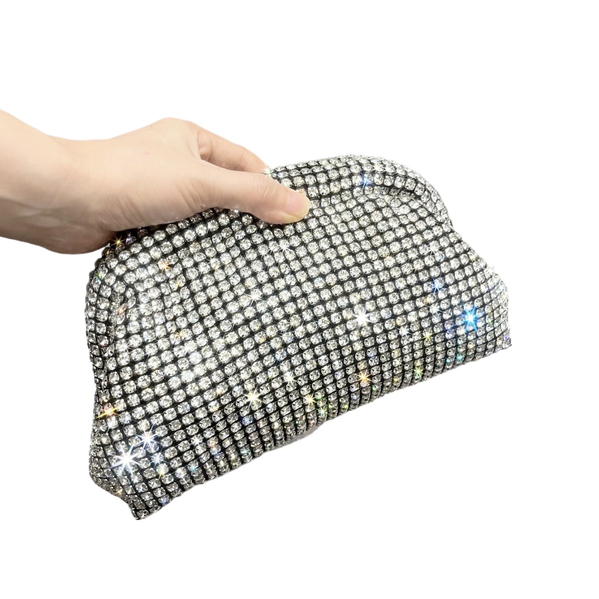 Women's Shiny Rhinestone Handbag Designer Dinner Chain Clip Bag