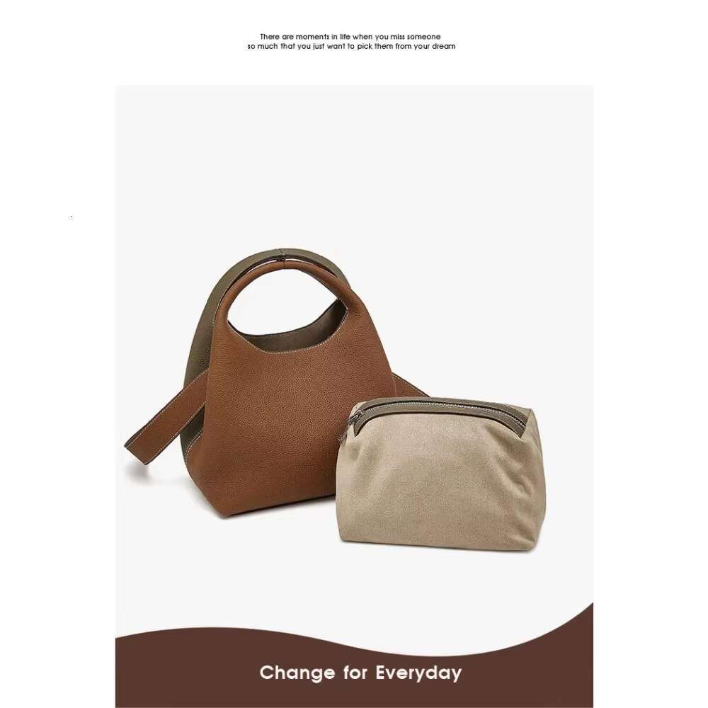 New Niche Design AB Version Leather Vegetable Basket Women's Bucket Portable Shoulder Messenger Bag Casual And Versatile