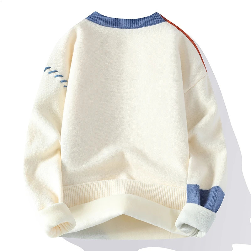 Mens autumn and winter knitwear fashion color matching base shirt personality color sweater thick long-sleeved pullover 250118