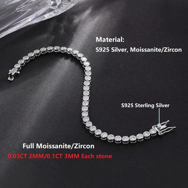 Halaile D Color Full S925 Sterling Silver Sparkling Bubble Tennis Bracelet with GRA Fine Jewelry Womens Trendy Gift 250121