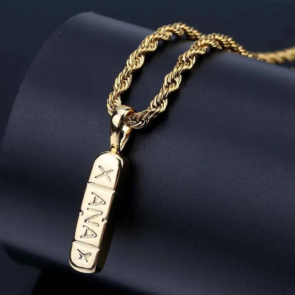 TOPGRILLZ Hip Hop Trendy Jewelry Gold Color Brass Xanax Pill Pendant Necklace Charm For Women Men With 24 30 Rope Chain 250115