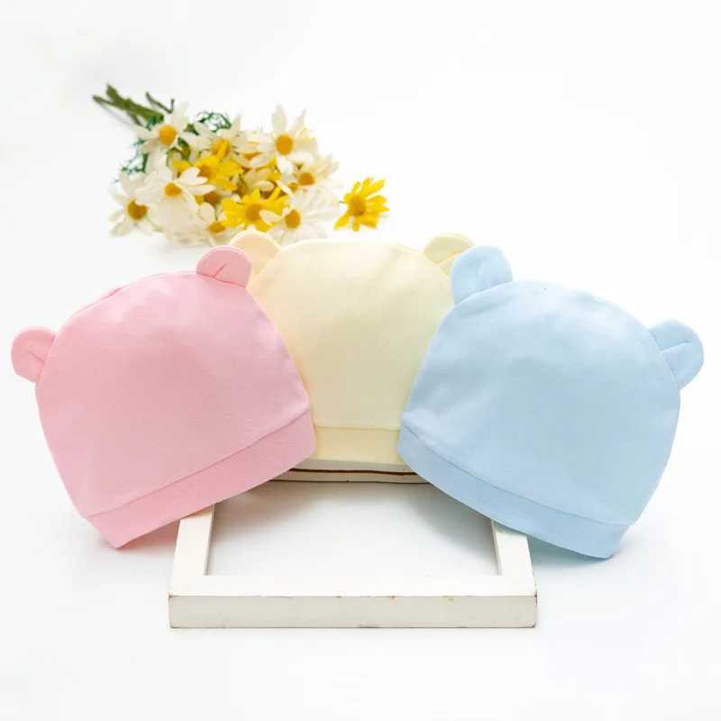 Korean Baby Pure Cotton Hat Cute Knitted Warm Newborn Cap Infant Beanie Solid Color Baby Girl Boy Soft Crochet Hats with Wing M250121