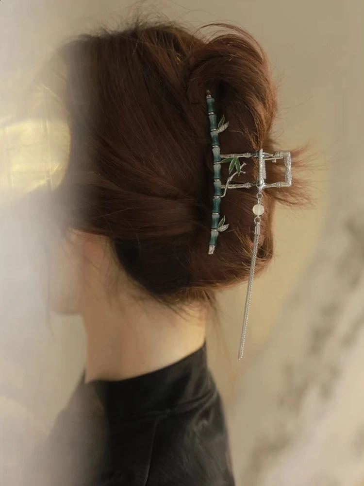 Vintage Alloy Long Tassel Hair Claw For Women Rhinestones Hair Clip Barrettes Hairpin Hair Accessories 250120