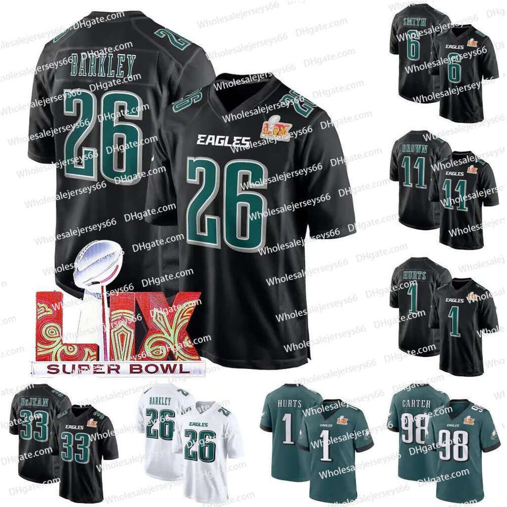 26 Saquon Barkley 2025 Super Bowl Jalen Hurts Eaglesjersey Football Jerseys Kenny Pickett Jason Kelce Brown Miles Sanders DeVonta Smith