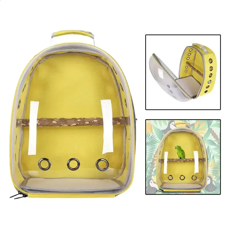 Adjustable Bird Backpack Travel Parrot Bag Cage Portable Breathable Birdcage with Wooden Stick Stand Outdoor Pet Bag 250121