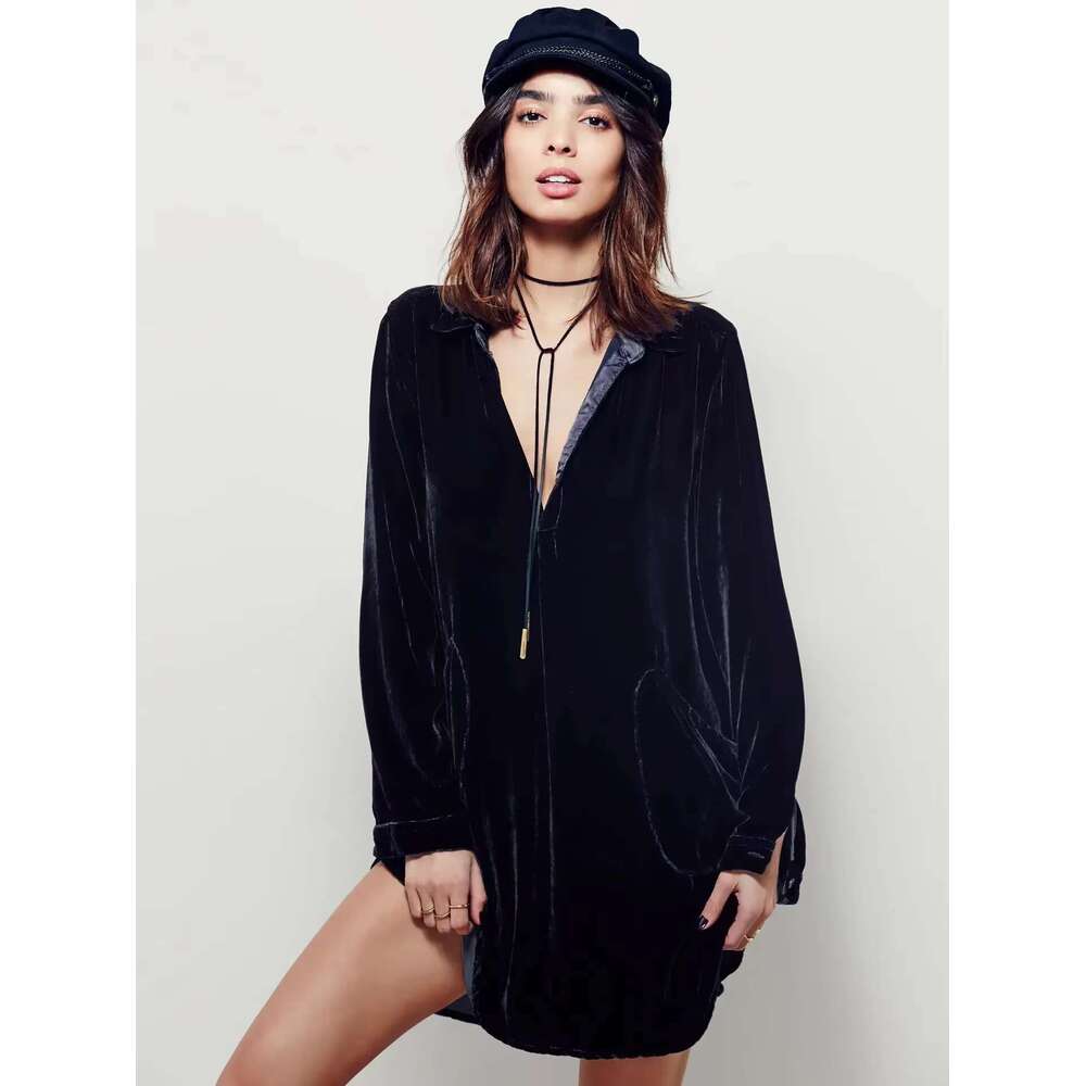 Free Shipping Women Winter Dresses Comfortable Veet Warm People Hot Bohemian Short Velour Long Sleeve Dress