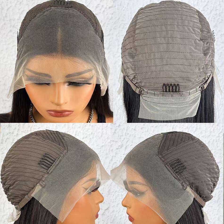 Lace Front Wig Cover T Shape Front Lace Bobo Bob Natural Color Full Human Hair Straight Wig Headband