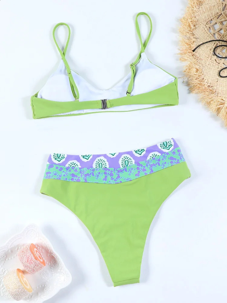 Sexy Bikini Set String Bikinis Print Swimsuit Women High Waist Swimwear Two Piece Suit Micro Biquini 250117