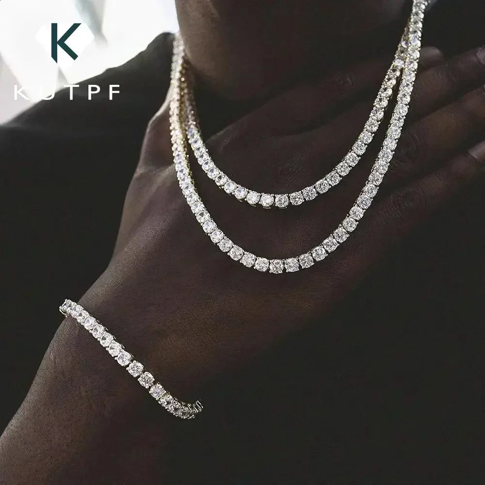Tennis Necklace With certificate For Women Men 925 Sterling Silver plate gold 3/5/6.5mm Diamond Neckchain Bracelet 250120
