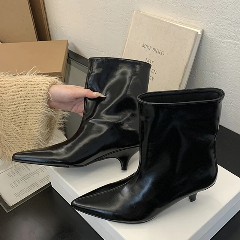 Eilyken 2025 Winter Fashion Ankle Short Boots Women Pointed Toe Elegant Thin Low Heel Dress Ladies Pumps Shoes 250122