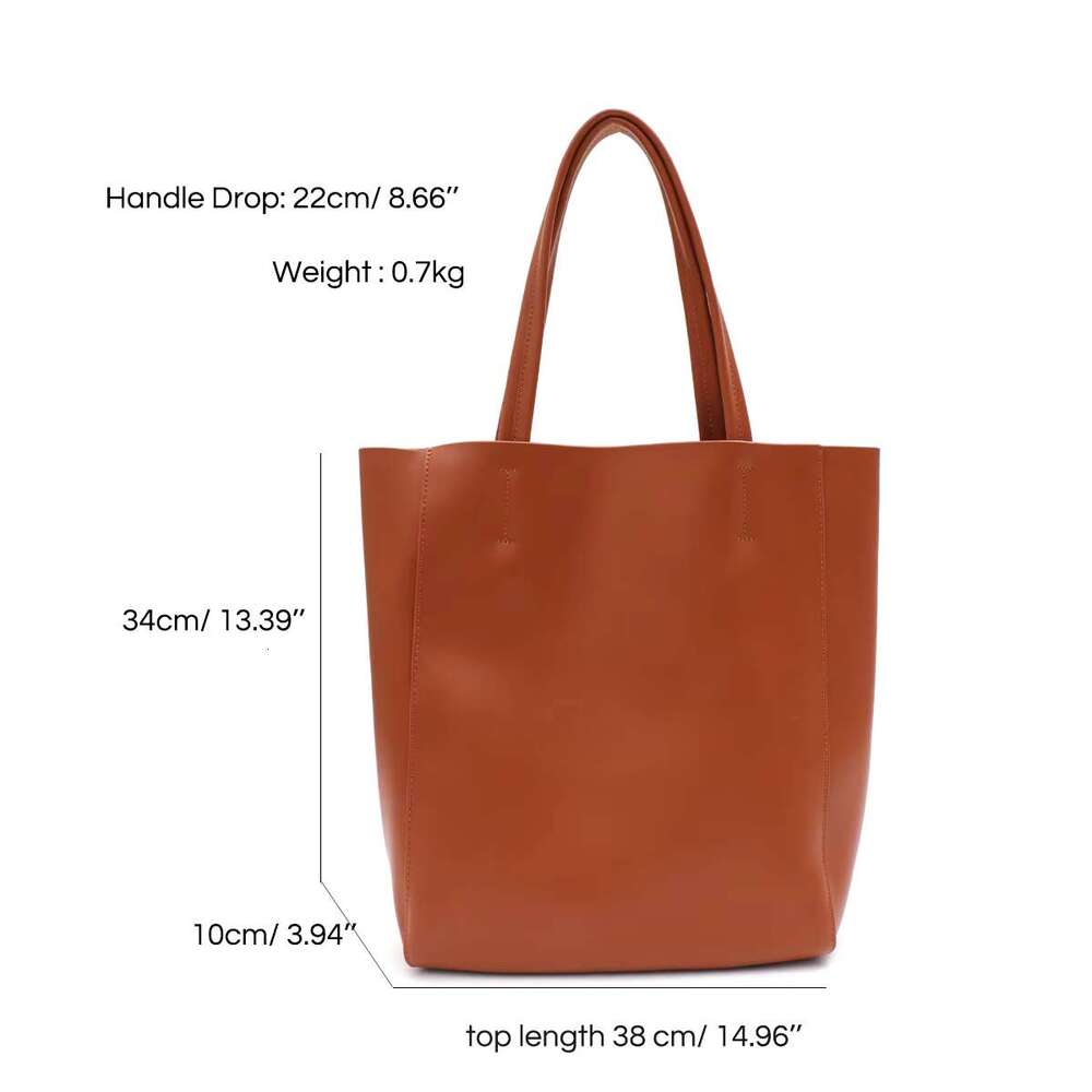Fashionable Classic Real Leather Laptop Tote For Women Large Capacity Daily Versatile Shoulder Bag Shopping Commute All Season