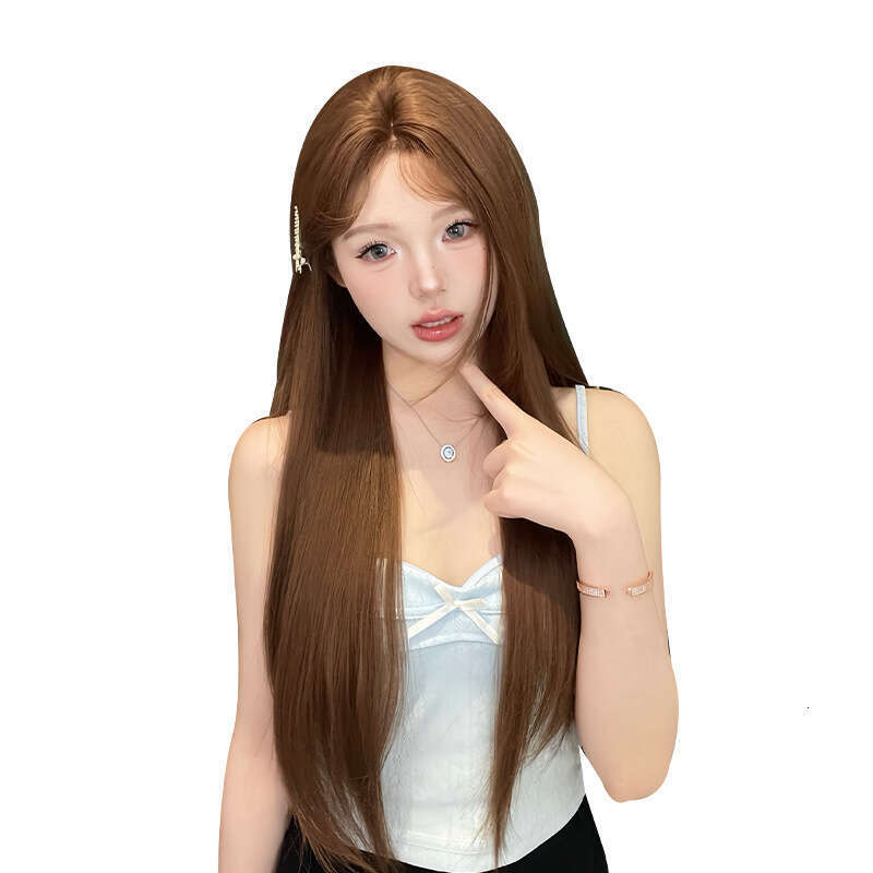 Lace Front Wig Cover T Shape Silk Island Wig Women S Daily Net Long Straight One Word Front Lace Mid Split New Natural Full Headset