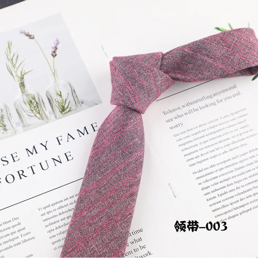 Fashion 6CM Cotton Linen Neckties For Men Women Solid Color Black Green Ties Leisure Business Neckwear Shirt Accessory Cravat 250114