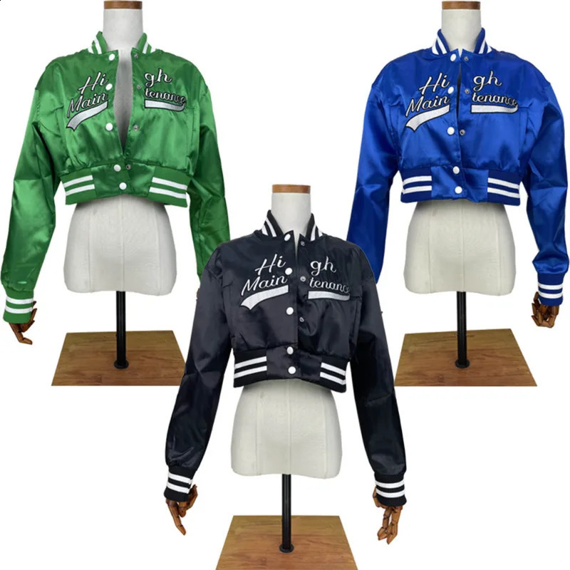 In Spring Autumn Letter Embroidery Short Jacket For Women Sexy Streetwear Y2k Crop Coat 250118
