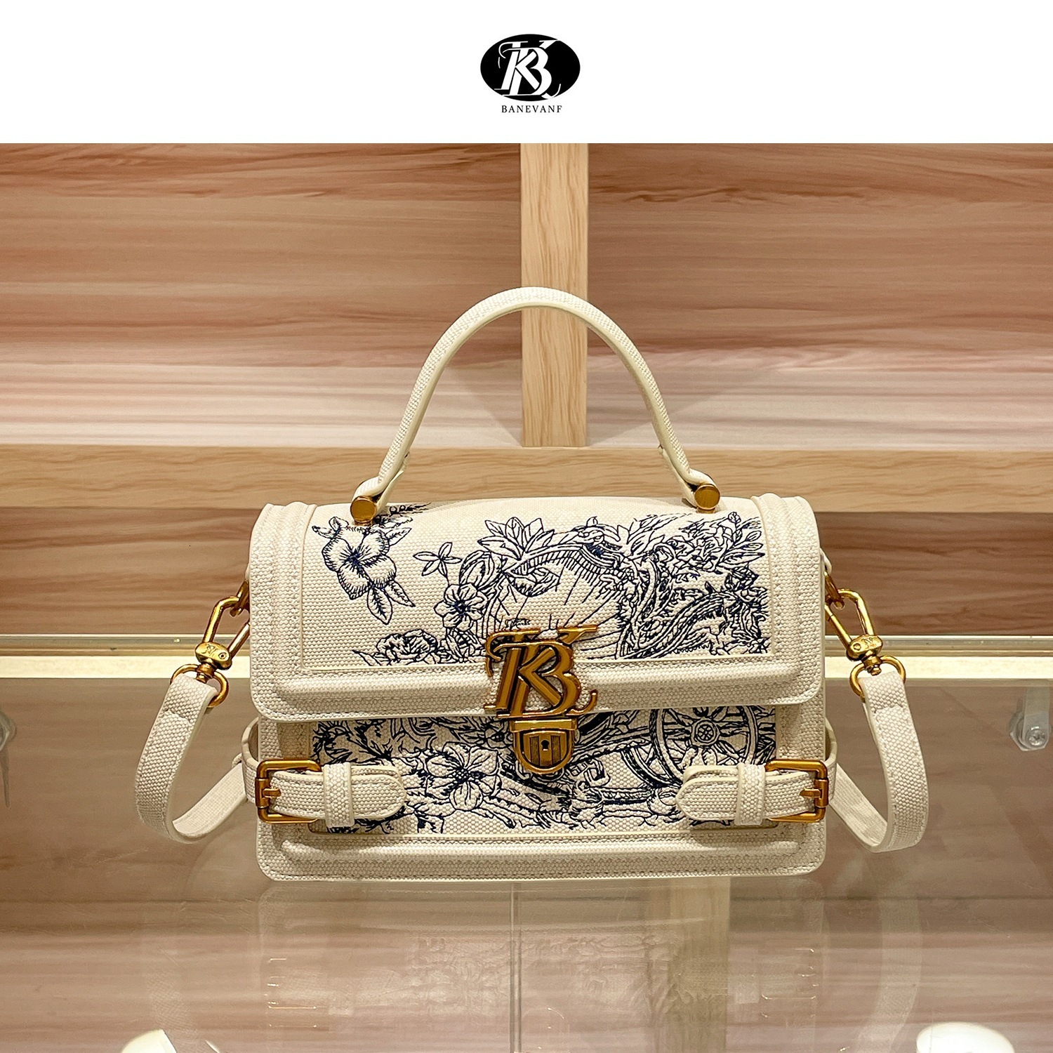 2024 New Spring/Summer Chinese style Embroidered Handbag, Women's Lock, Fashion Single Cross Shoulder Small Square Bag