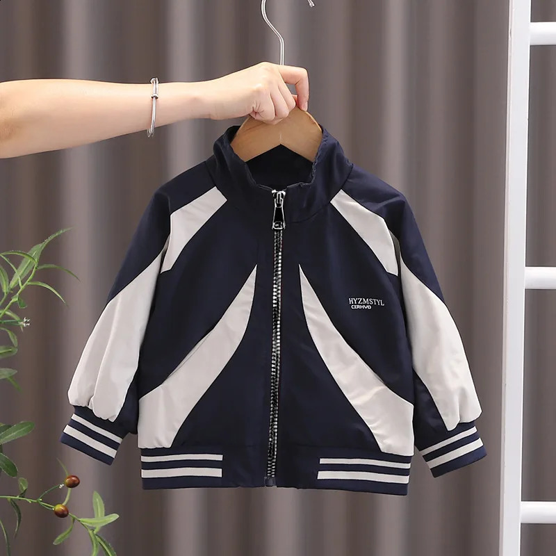 Spring Autumn Kids Boys Jacket Striped Long Sleeve Windbreaker Toddler Outerwears Coat Children Outdoor 250117