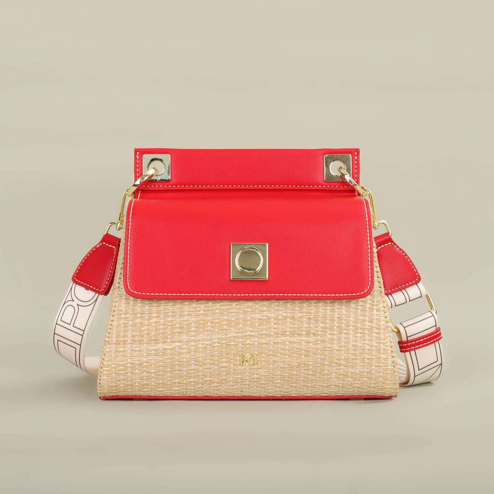 PATSY PG G Women's Crossbody Bag Pure Color Simple Woven Design Suction Buckle Flap Backpack