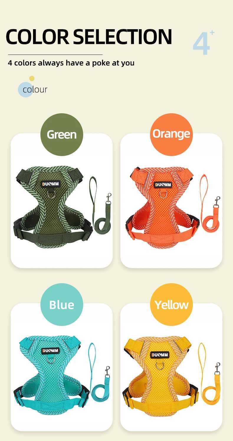 4-point Adjustment Dog Harness and Leash Set for Small Dogs Reflective Mesh Dog Harness Vest Puppy Cat Chest Strap Pet Supplies 250116