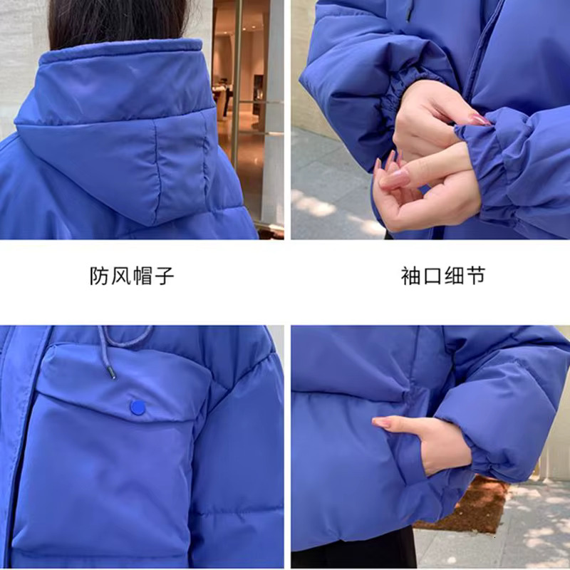 New Short Parkas Hooded Down Cotton Coat Women's Winter 2025 Loose Thicken Warm Jacket Korean Parka Padded Bread Ladies Overcoat