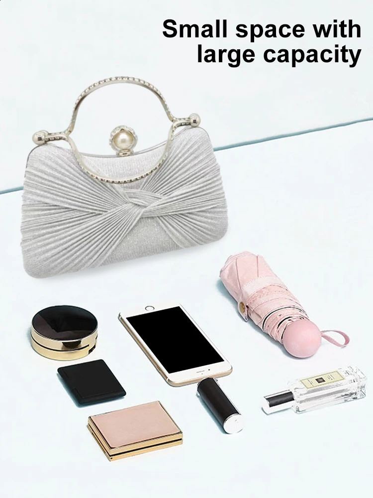 Fashion Elegant Women Beaded Pearl Evening Clutch Bags Sparkling Strass Party Handbag Dinner Wedding Purses 250122