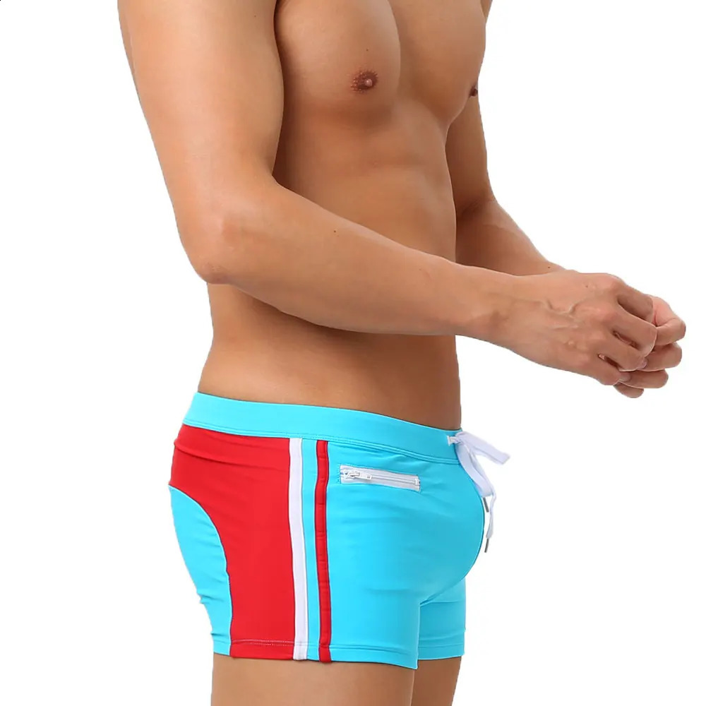 Mens Swimwear With PushUp Swimming Trunks Boxer With Pocket HiQ Sexy Men Breathable Swim Suit Speed Beach Shorts sunga 250121