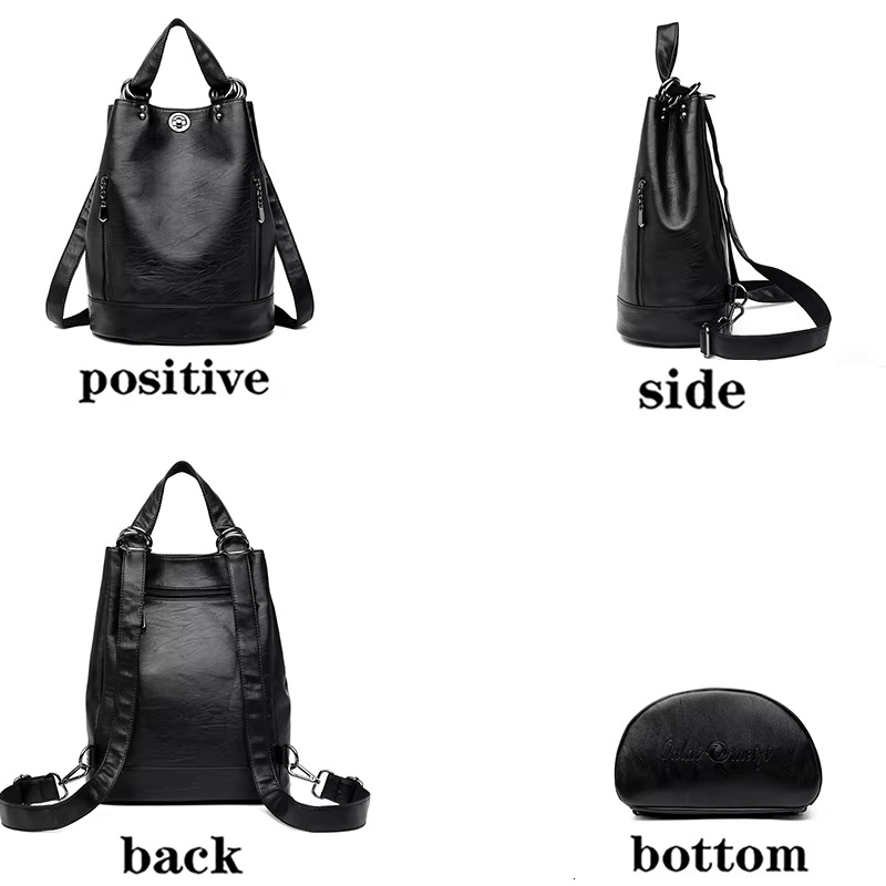 High Quality Soft Leather Bagpack Women Fashion Anti-Theft Backpack 2024 New Casual Lides Shoulder Large Capacity School Bag