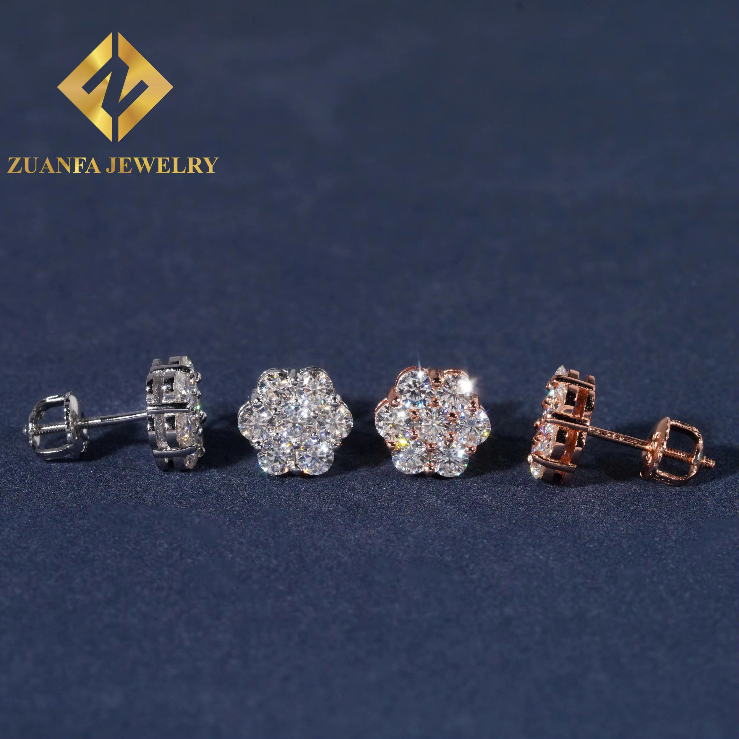 9mm Sun wer Design Sterg Sier VVS Moissanite Stud Hip Hop Earring Jewelry For Men Women