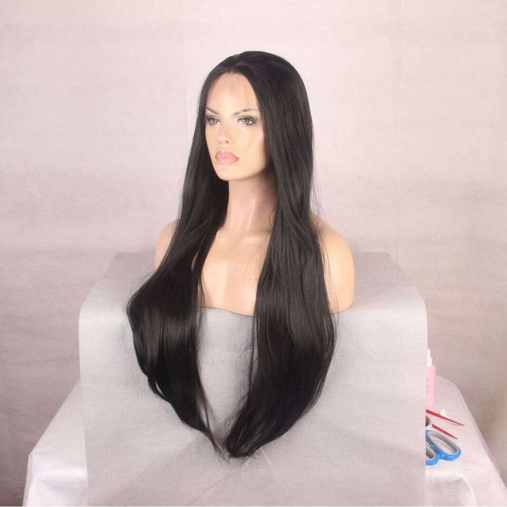 Lace Front Wig Cover T Shape Female Long Synthetic Natural Color Headband New Black Front Lace Wig Hair Wig Set