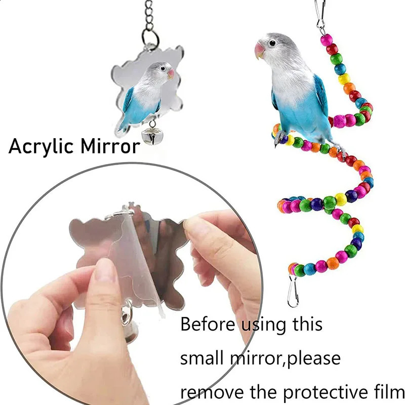 12Pcs Bird Cage Toys for Parrots Wood Birds Swing Reliable Chewable Bite Bridge Wooden Beads Shape Parrot Toy Colorful Funny Toy 250121