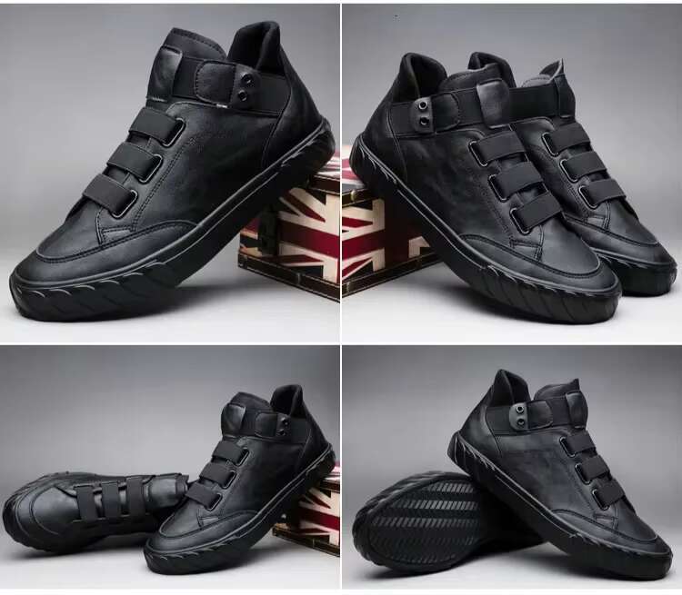 Men's Leather Korean Trend Comfortable Loafer Shoes British Fashion High Top Sneakers New Moccasins Men