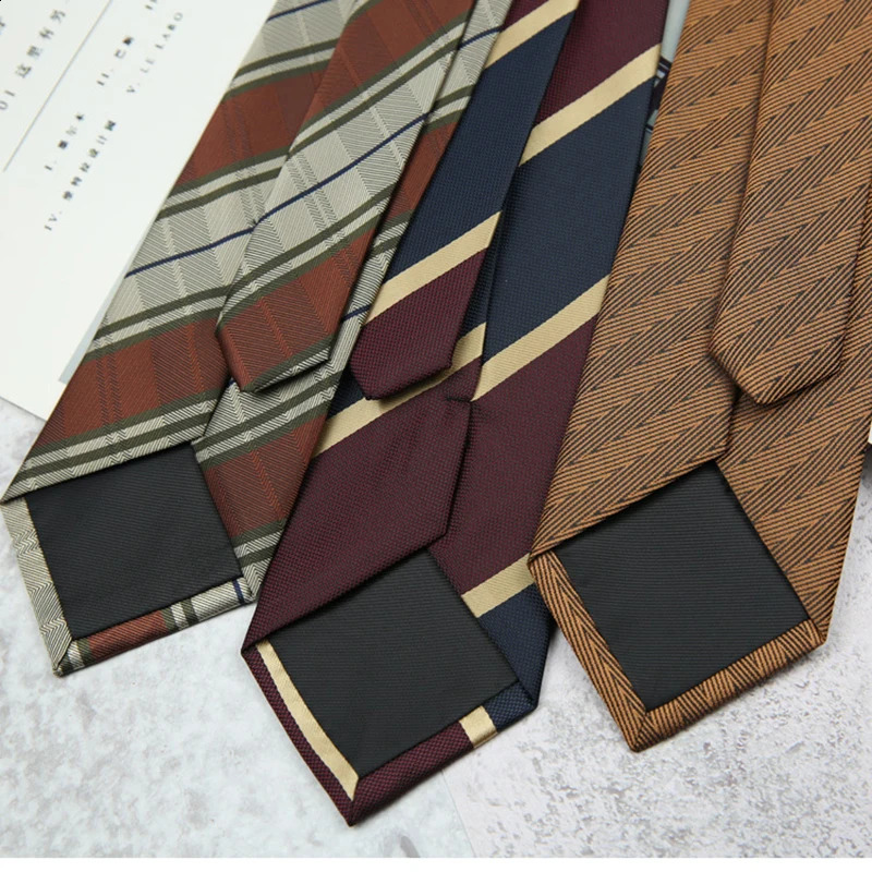 Trendy Striped Neckties For Men Formal Silk Tie Polyester Jacquard Skinny Neck Wedding Corbata 8cm Gravata Ties 250114