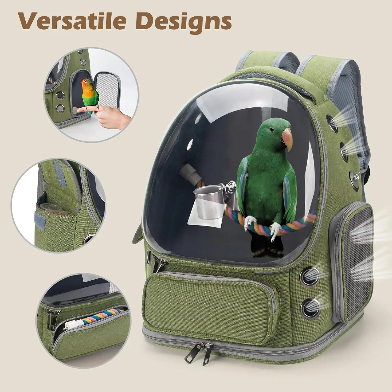 Bird Backpack Travel Cage with Perch Breathable Clear Window Bird Travel Cage for Cockatiel for Vetting Camping Hiking 250121