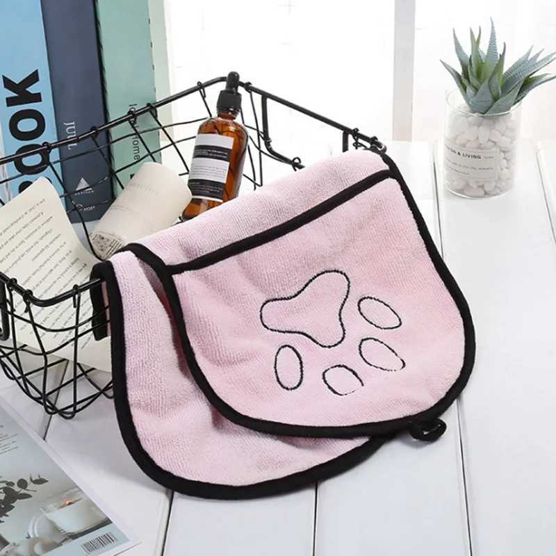 Pet Dog Bath Towel Microfiber Ultra-Absorbent Cat Small Dogs Drying Towel Blanket With Pocket For Large Dogs Bathrobe M250118