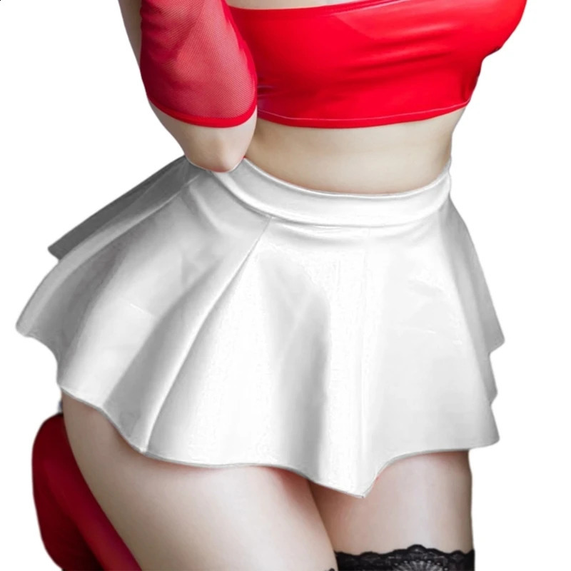 Women PU Leather Pleated Mini Skirt Lingerie Outfit Clubwear 449B 250110Z