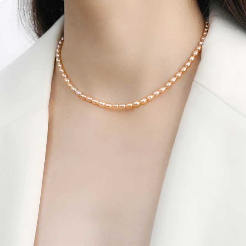 ASHIQI Fashion Natural Freshwater Pearl 925 Sterling Silver Necklace for Women Wedding Party Jewelry 250120