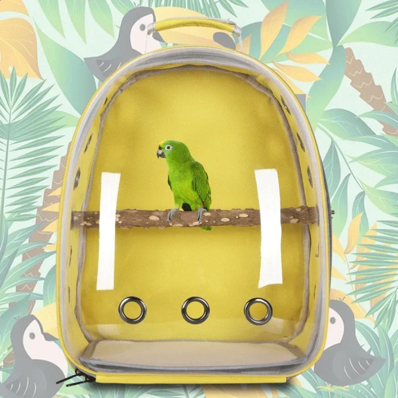 Adjustable Bird Backpack Travel Parrot Bag Cage Portable Breathable Birdcage with Wooden Stick Stand Outdoor Pet Bag 250121