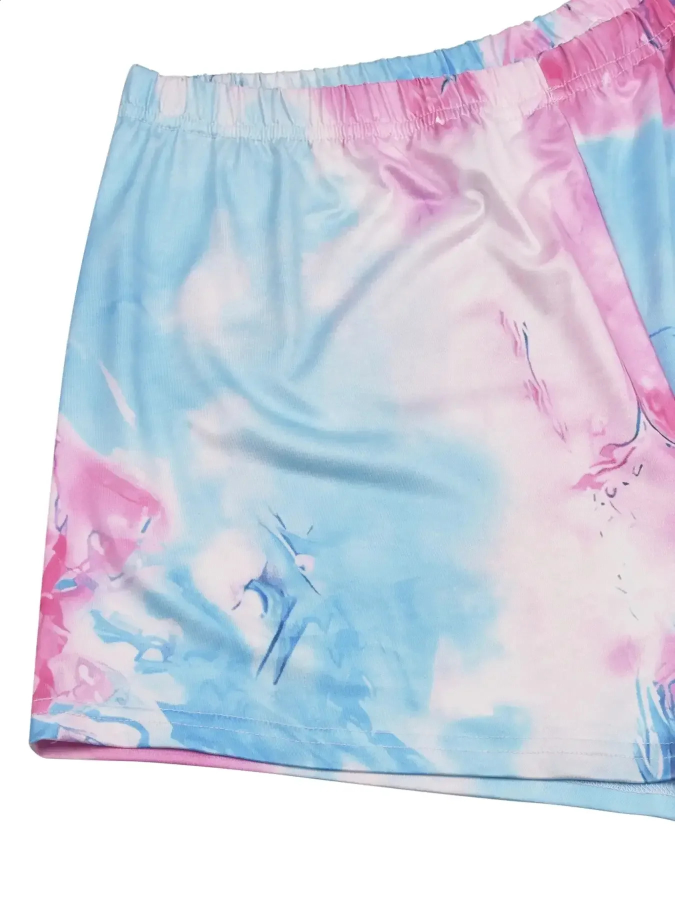 Plus Size Casual Loungewear Set Summer Womens Tie Dye Short Sleeve Round Neck Tee Shorts Pajama Two Piece 250122