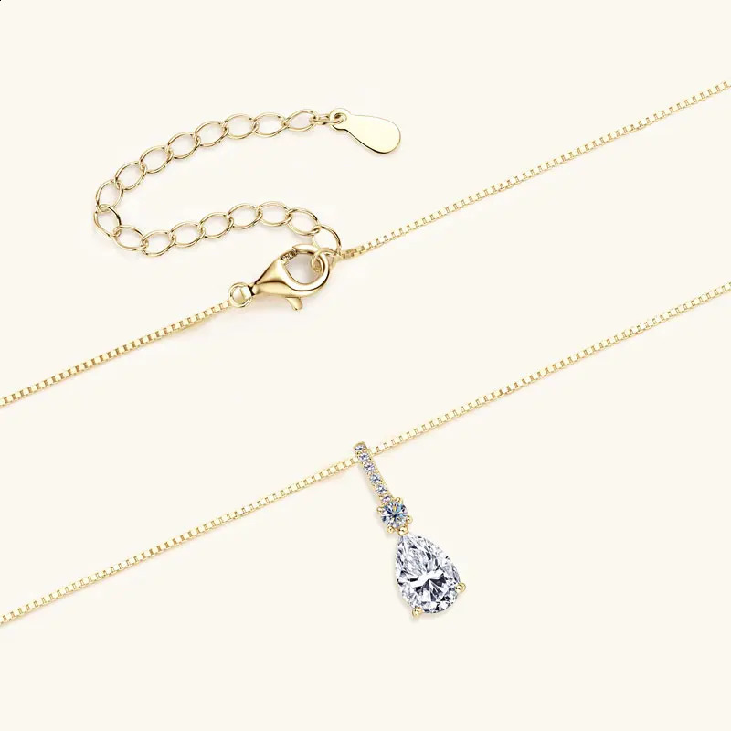 RAPRGOLD GRA Certified Pear Cut Pendant Necklaces for Women 925 Sterling Silver Chains Wedding Jewelry Gifts Collares 250121