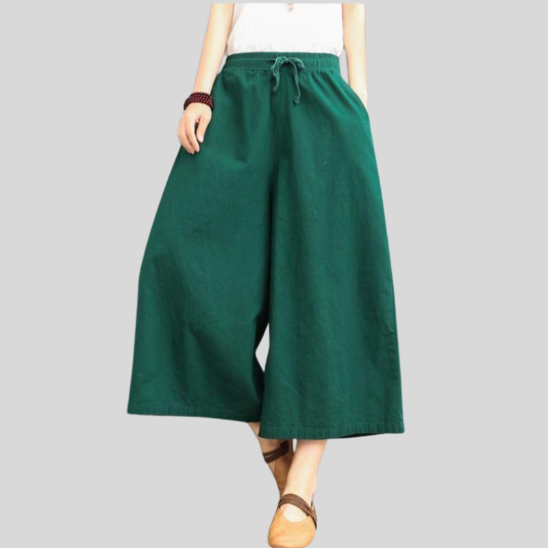 New washed cotton and linen wide-leg pants large size new loose summer thin linen eight-point casual versatile loose cool skirt pants