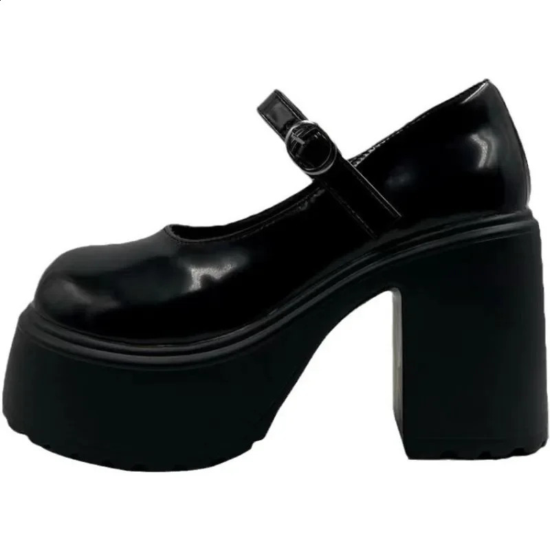 High Heels Mary Janes Shoes Autumn 2024 Patent Leather Heeled Woman y Platform Ankle Strap Pumps for Women 250118