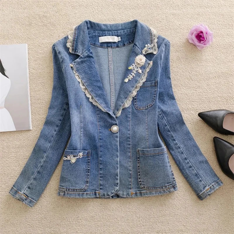 2024 Spring Autumn Womens Denim Jacket Long Sleeve Overcoat Loose Coat Button Outwear Streetwear Jeans Jackets 250113