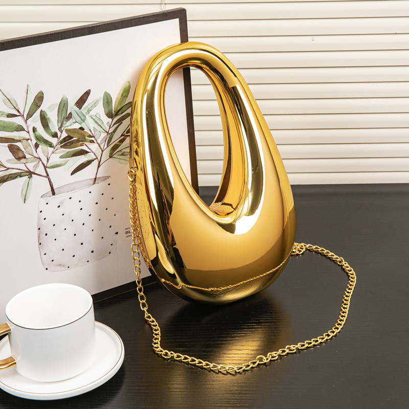 Handheld Armpit Candy Colored Oval Hard Shell Goose Egg Shaped Shoulder Banquet Chain Bag, Hand-Held Crossbody Bag