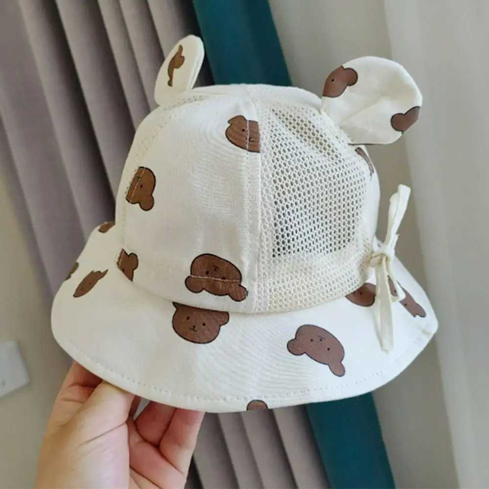Cartoon Bear Baby Bucket Caps for Boy Girl Cute Animal Printing Infant Fisherman Hat Summer Toddler Panama Sun Cap M250121