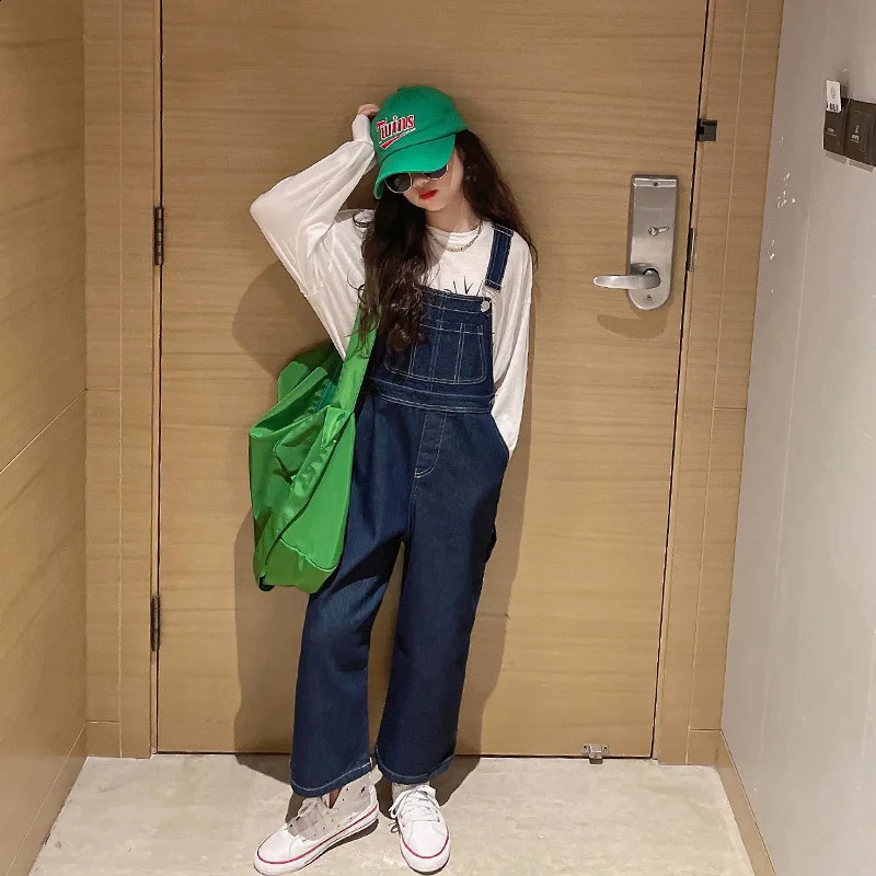 Spring Autumn Suspenders Jeans Bib Pants Korean Style Children Overalls for Girls Denim Jean Jumpsuit Teenage 4 to 16 Years 250117
