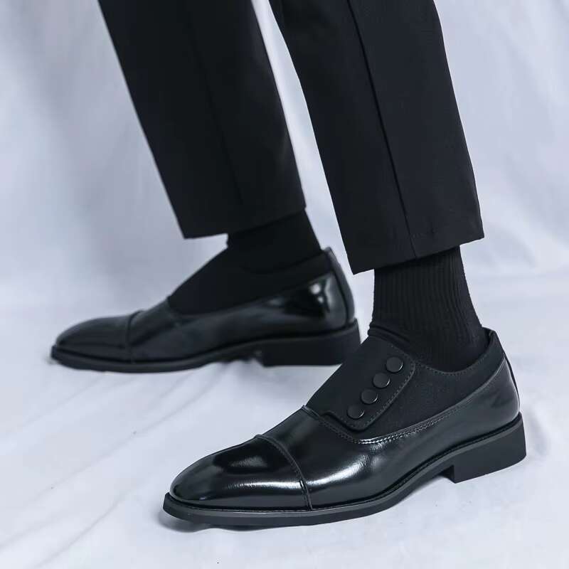 High End Brand Leather Casual Office Men's Business urious Banquet Pointed Toe Shoes for Wedding Brown