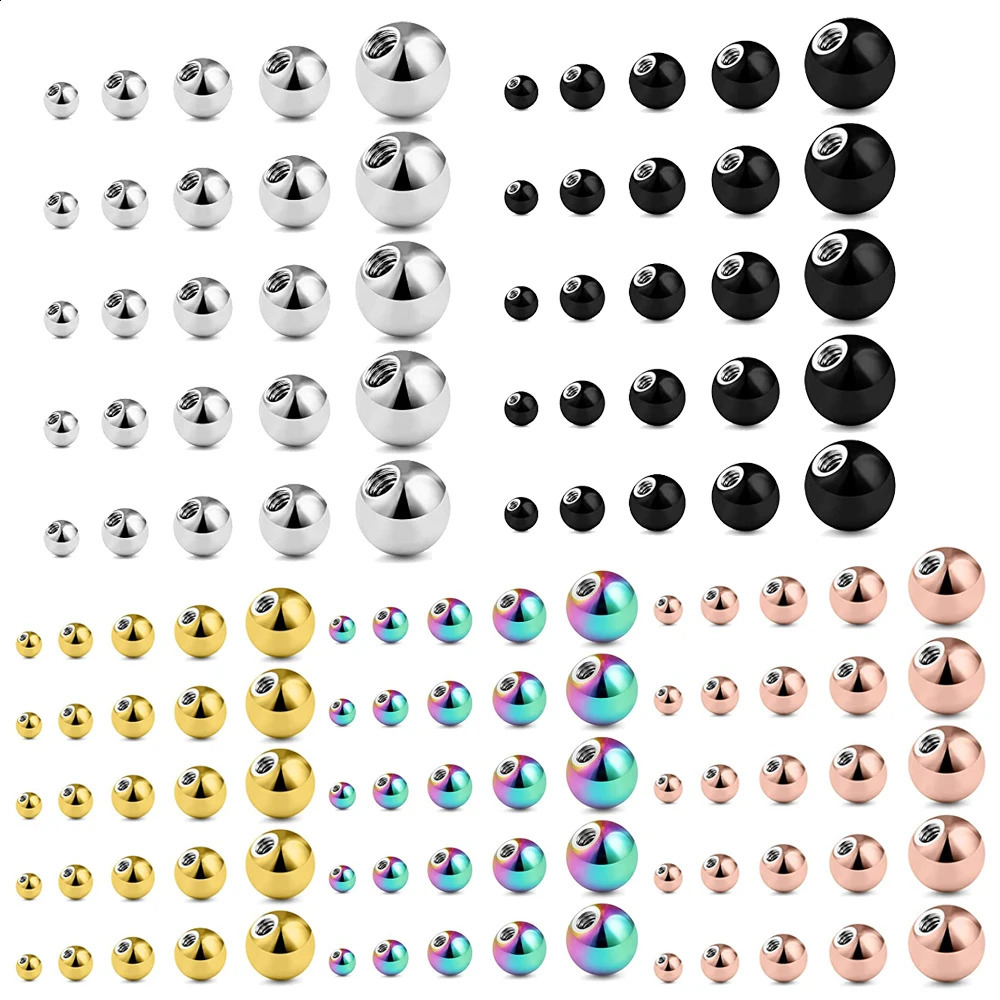25Pcs Replacement Balls Externally Threaded Steel Industrial Barbell Tongue Nipple Belly Button Piercing Rings Parts 250110