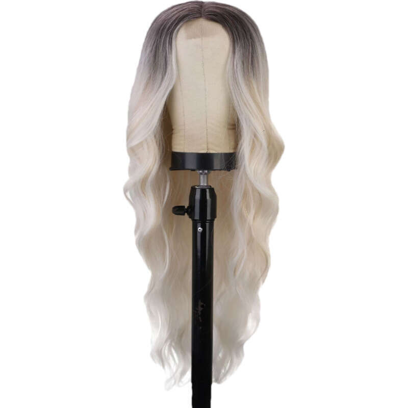 Lace Front Wig Cover T Shape Chemical Fiber Women S Long Curly Hair With Gradually Changing Color In The Middle Lace Wig Headband Wigs