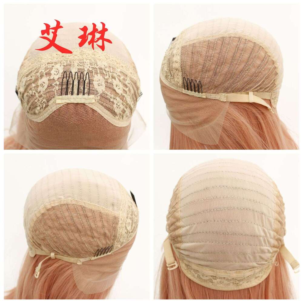 Lace Front Wig Cover T Shape Fiber Front Lace Headband Cigarette Pink Big Wave Long Curly Hair Half Hand Hook Wig