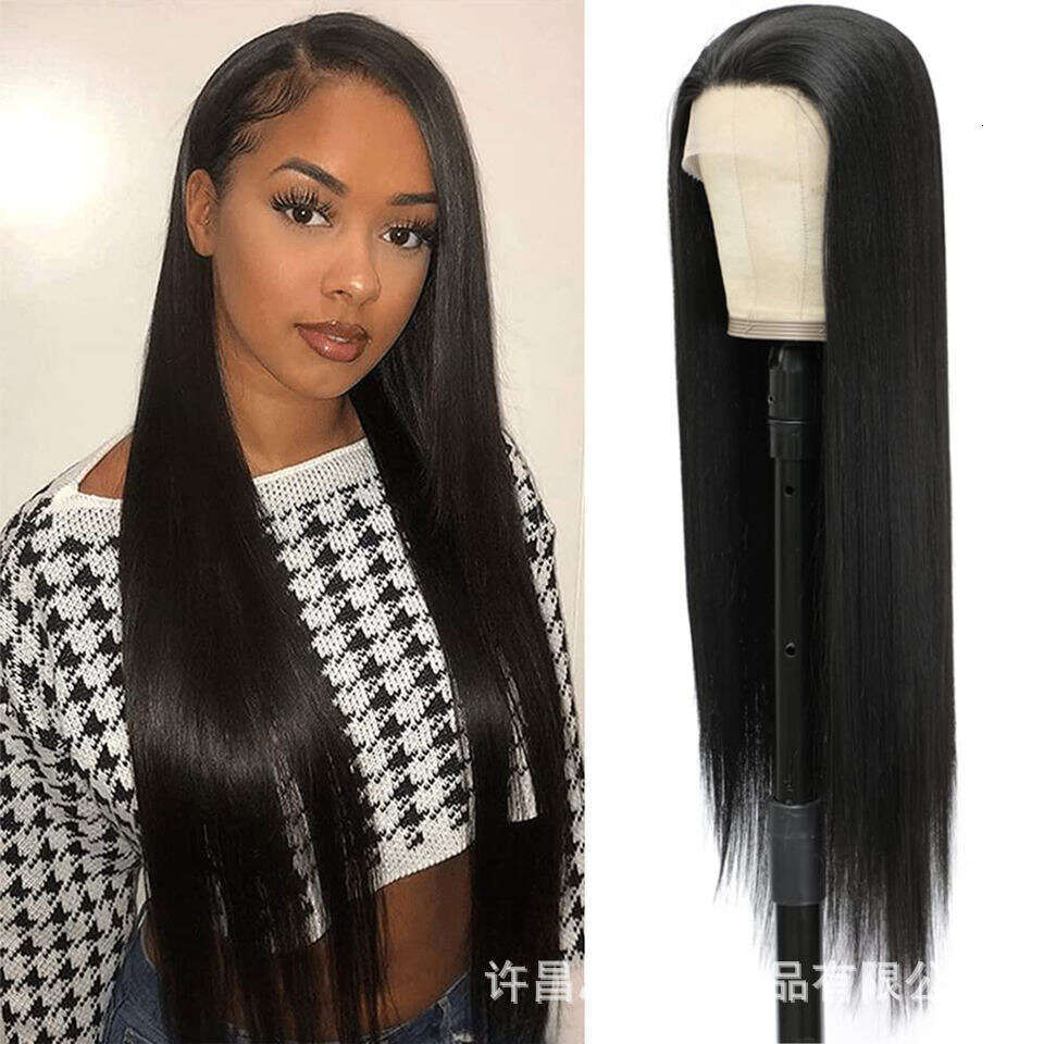Lace Front Wig Cover T Shape Wig T Shaped Front Wig Full Head Cover Mid Split Long Straight Lace Hair Wigs